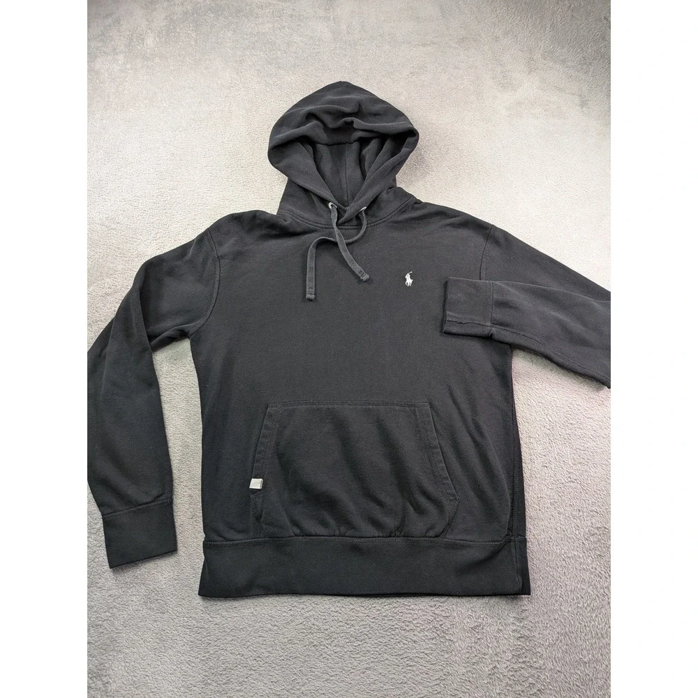 Polo Ralph Lauren Performance Hoodie Mens Medium Black Pony Logo Sweatshirt